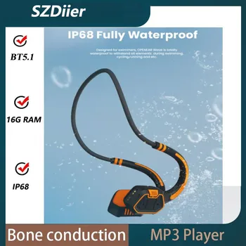 Vezeték nélküli csontvezetéses Fejhallgató Bluetooth 5.1 Fülhallgató HIFI Bass Vízálló Sztereó Fülhallgató 16 GB Memória Mic Úszás