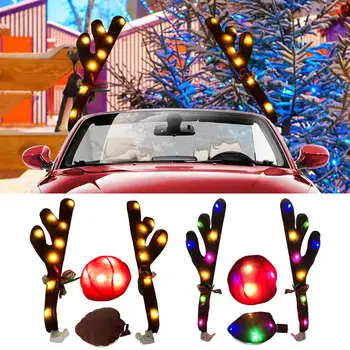 Karácsonyi Autó Dekoráció Rénszarvas Agancs Orr Kit Autó Világító Rénszarvas Agancs Autó Jelmez Auto Ünnepi Kiegészítők