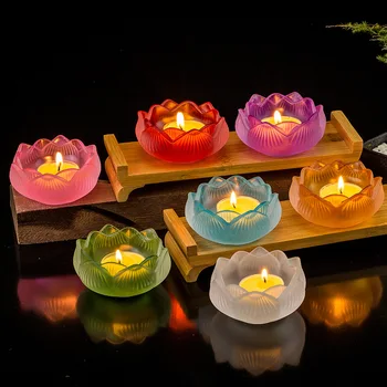 Hét Színben Crystal Incensee Eldobható Üveg Lotus gyertyatartók Kézműves Dekoráció Otthon Buddha Mini Zen Kúp Censer