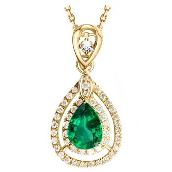 Smaragd zöld drágakő medál nyaklánc női cirkon gyémánt 14k arany, kristály kő nyilatkozat esküvői luxus finom ékszerek