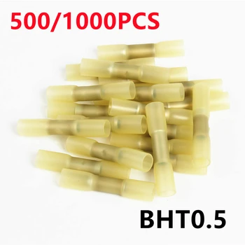 1000/500PCS BHT0.5 Hullám Terminálok Hő Pszichiáter Fenék Splice Vízálló Csatlakozó 22-26 AWG 0.3-0.5mm2 Fenék Hő Zsugorodó Cső