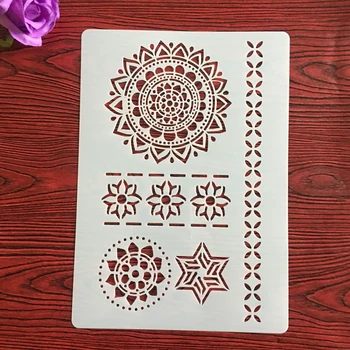 A4 29 *21cm Mandala réteges stencil festmény scrapbook bélyegző album dekoráció dombornyomott papír kártya sablon dekoráció sablonok