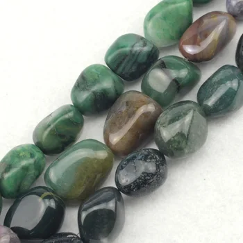16-20mm természetes kő gyöngyök: afrikai jade, indiai achát, moha achát DIY laza gyöngy ékszerek készítése strand 15 