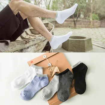 5 Pár Divat egyszerű kötés pamut zokni férfi hangulatos lélegző sport alkalmi zokni Láthatatlan boka zokni a méret 39-42