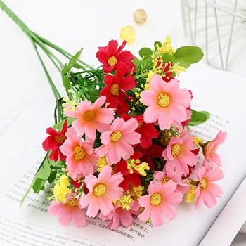 Hamis Virág 28 Fejét Mesterséges Selyem Virágok Daisy Csokor, Esküvő, Valentin Nap Otthon Sír Szabadtéri virágcsokor