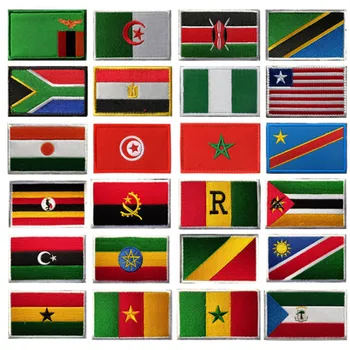 AHYONNIEX 1 db Magas Minőségű 3D Hímzés Afrikai Országok Zászló, Jelvény Taktikai Morál Ruhával Matrica Javítás DIY