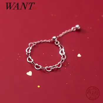 AKARJA, 925 Sterling Ezüst Romantikus koreai Szerelmes Szív Lánc Állítható Gyűrű a Nők Egyedi Esküvői Parti Ékszer Ajándék