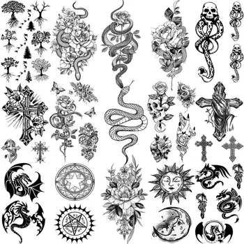 Kis Kígyó Virág Ideiglenes Tetoválás A Nők, Felnőtt Férfiak, Gyerekek Kereszt Sárkány Fa Tetoválás Koponya Hamis Tetkó Kis Papír