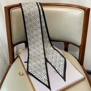 Új Esztétikai Divat geometria nyomtatás hosszú selyem sál, női Irodalmi Fél utazási haj dekoratív fejpánt nyakkendő wriststrap táska