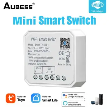 Aubess DIY Mini WiFi Smart Switch 1/2 Banda Tuya/Intelligens Élet Modul Távoli Hang Vezérlő Kapcsoló Működik Alexa, a Google Haza