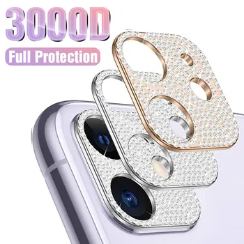 3D-s Gyémánt Fényképezőgép tok iPhone 11 Pro Max 12 Mini Esetben Csillogó Kristály Kamera Lencséjét Védő Fedelet iPhone 11 12 Pro Max
