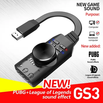 GS3 7.1 Csatornás hangkártya Adapter Külső USB-Audio-3,5 mm-es Fülhallgató Asztali PC Tartozékok Számítógép Külső Ssound Kártya