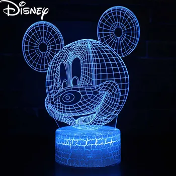 DISNEY LED-es éjszakai fény, Mickey Minnie Szem 3D-s vizuális sztereó könnyű érintés asztali lámpa 16 színek távirányító USB akkumulátor kettős felhasználású termékek