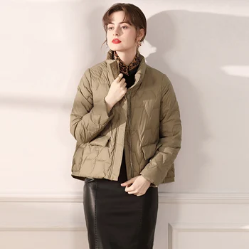 2021 Új Téli Divat Női Fehér Kacsa Le A Kabátot Koreai Stílus Rövid Varrás Puffer Kabátok, Kiváló Minőségű Női Laza Outwear