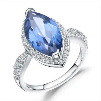 GEM BALETT 4.11 Ct Marquise Szilárd Természetes Dohányzás Kék Misztikus Kvarc Gyűrű 925 Sterling Ezüst Finom Gyűrűt a Nők Ékszer, Ajándék
