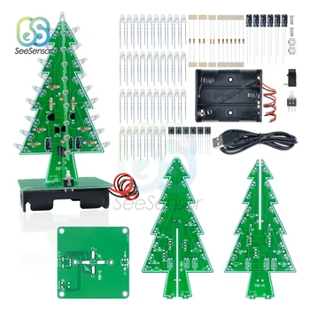 Háromdimenziós 3D karácsonyfa LED DIY Készlet 7 Színek LED Vaku Áramkör Kit Elektronikus Szórakoztató Suite