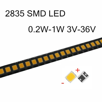 100-as SMD LED-2835 Chips 0.2 W 0,5 W 1W 3V 6V 9V 18V 36V gyöngyök fény Fehér Felületre Szerelhető PCB Fénykibocsátó Dióda Lámpa