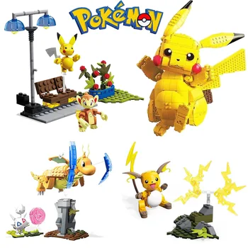 2021 Új Pokémon Anime Sorozat Pikachu építőkövei Óriás Játékok Gyors Sárkány Harci Jelenet Zsebében Szörny Gyermekek Játék Ajándék