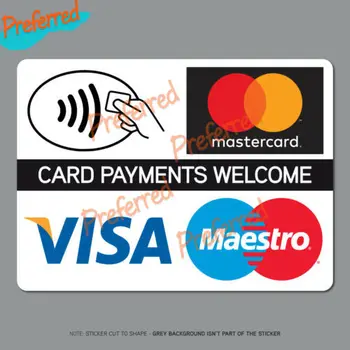Érintés nélküli Kártya Kifizetések Matrica Hitelkártya Taxi Bolt VISA Mastercard Kupa, Laptop, Üveg Ajtó, Logó vagy Autó Matrica, Matrica