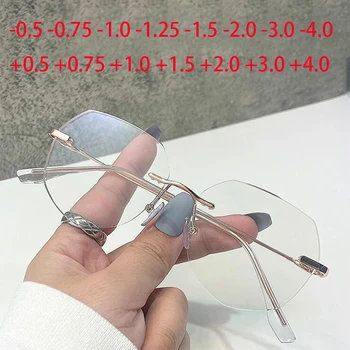 Keret nélküli Nők Rövidlátás Szemüveges Férfi Szemüveg Optikai -1.0 -1.5 -2.0, Hogy -4.0, Szuper Könnyű, Rozsdamentes Acél Shortsight szemüveg