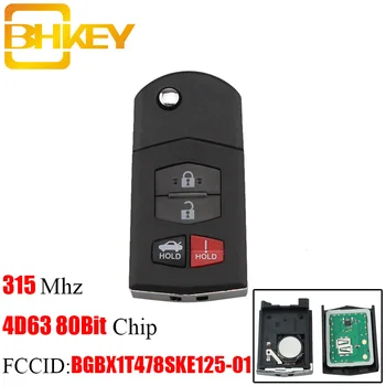 BHKEY Flip Kulcs Autó a Mazda 3 5 6 CX-7 CX-9 MX-5 Miata Távoli Autó Kulcs Automatikus Kulcsnélküli Bejegyzés 315Mhz 4D63 Chip BGBX1T478SKE125-01