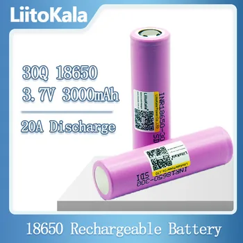 LiitoKala 100% eredeti, Új INR18650 akkumulátor 3,7 V 18650 3000mAh INR18650 30Q li-ion Akkumulátorok