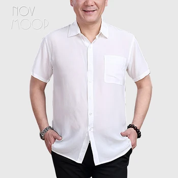 Fekete szürke fehér ember természetes selyem üzlet, alkalmi ing, rövid ujjú valódi selyem camisa masculina ruhájának homme plus size LT2061