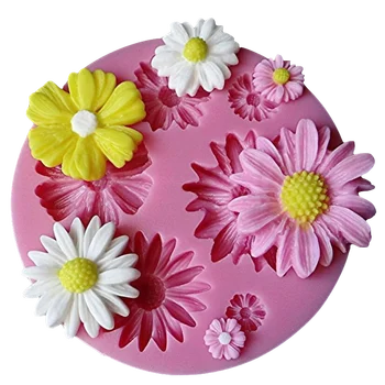 Szilikon Szép Krizantém Virág, csokoládé Fél torta díszítő eszközök DIY Napraforgó sütés fondant penész