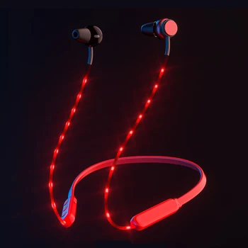 Neckband Fejhallgató Fellépő Világító Fülhallgató Villogó 3,5 mm-es Csatlakozó Vezetékes Világító Fülhallgató Mikrofon hangerőszabályzó Bass Fülbe