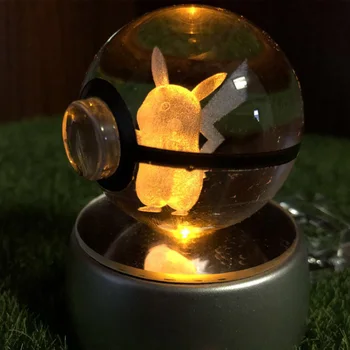 TOMY Pokemon Figurákat Anime Pikachu 3D kristálygömb Pokeball Díszek Gyerekek Gyűjteni Születésnapi Ajándékok Karácsonyi Ajándék Modell Játékok