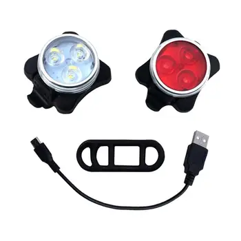 USB Újratölthető Kerékpár Lámpa Készlet,Szuper Fényes Első Fényszóró, mind a Hátsó LED-es Kerékpár Lámpa,650mah, Lítium Akkumulátor,4 Fény Mód