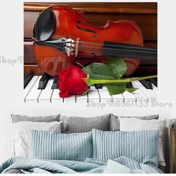 Zongora Rose Hegedű 5D Gyémánt Festmény Teljes Fúró Gyémánt Tér Hímzés, keresztszemes Készlet Strassz Új Érkezés dekoráció GG3309