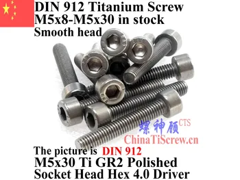 DIN 912 M5 Titán csavart M5x8 M5x10 M5x12 M5x14 M5x16 M5x18 M5x20 M5x22 M5x25 M5x28 M5x30 kulcsnyílású Hex vezető Ti GR2