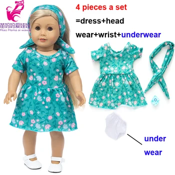 18 inch amerikai generáció lány baba ruhák zöld ruha fejpánt csukló fehérnemű 17 hüvelyk baba baba ruha