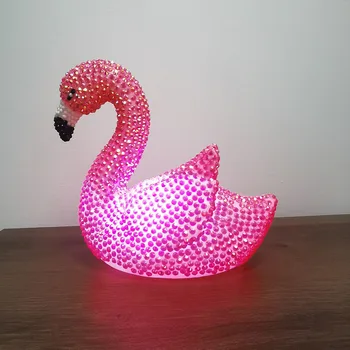 Flamingo DIY Gyémánt Festmény LED Lámpa Gyémánt Hímzés Táj, Gyémánt-Mozaik Haza Asztal Dekoráció Karácsonyi Ajándék, Nem Ragasztó