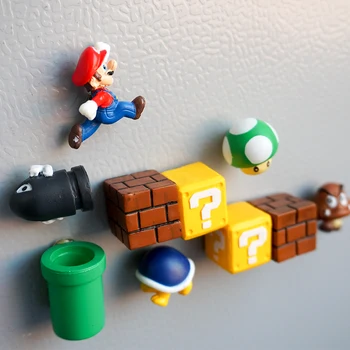 10 csak a 3D-s aranyos super Mario berendezett, Hűtő mágnesek kreatív mágneses matricák hűtőszekrény, hogy tartsunk otthon