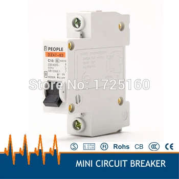 220/230v 10A 1P CE-jóváhagyási miniatűr elektromos áramkör megszakító kapcsoló mcb