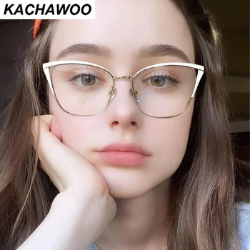 Kachawoo fém kék fény blokkoló szemüveg női optikai számítógép fém macska szem, szemüveg keret, a nők magas minőségű, fehér, rózsaszín
