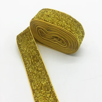 3 hosszú, 25mm Csillogó Bársony Szalag Esküvő Party Dekoráció, Kézzel készített Szalag Ajándék Csomagolás Haj Bowknot DIY Karácsonyi Szalag #Arany