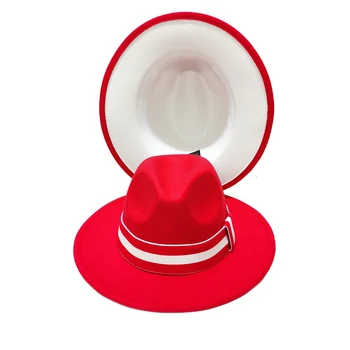 a kalap női kalapok új piros fehér alsó éreztem, kalapos jazz kalapot a férfiak, mind a nők rugalmas csík zenekar kalap piros alsó sapka