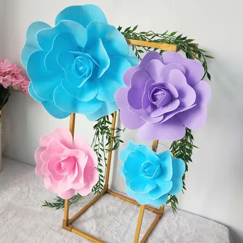 PE Hab Virágok Nagy Rose Esküvői Virág Fal Hátterekkel, Dekoráció, Gyerekszoba Fali Dekor Fleur Artificielle Mariage Boda Rosa Flore