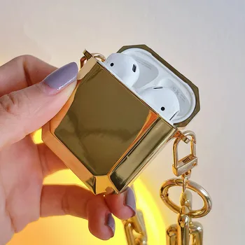 Luxus Punk Lánc Kulcstartó Karkötő Esetben Az Apple Airpods 2 Pro Fedezi a Galván Arany Ezüst Puha TPU Fülhallgató Esetekben Érdekesség
