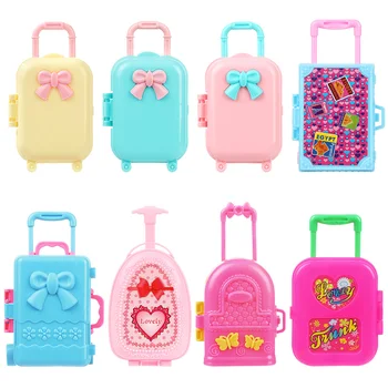 Divat Műanyag Mini Bőröndöt a Babák Miniatűr Játékok Csomagtartóban Babaház Dekoráció Szép Kis Kuplung ékszerdoboz Baba Táska