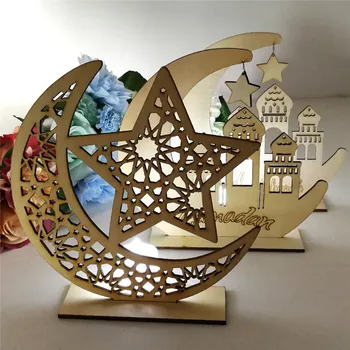 Fából készült Kézműves Díszek Kareem Ajándék Eid Mubarak Dekoráció Kiegészítők Ramadan Dekoráció Iszlám Medál Eid al-Fitr Party Kellékek