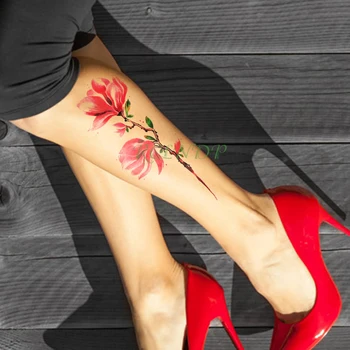 Vízálló Ideiglenes Tetoválás Matrica Akvarell Lótusz Virág Hamis Tatto Flash Tetoválás Kéz, Kar, Láb Vissza Tato a Lány Nők