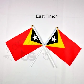 Kelet-timor zászló Banner 14*21 cm kéz integetett Nemzeti zászló Otthoni Dekoráció zászló banner