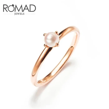 ROMAD Egyszerű Mini Gyöngy, Gyűrű Női Női Elegáns, Kecses, Vékony Gyűrűk Kényes Gyűrűk, Arany Esküvői Ékszerek Bague Femme R5