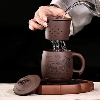 Yixing Lila Clay Egy Csésze Tea Szűrő Fedelét Szerencsés Nagy Kapacitású Teaware