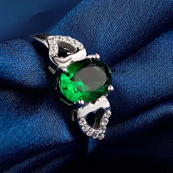 100% Sterling Ezüst Gyűrű AAA Zöld Cirkon Gyűrű Varázsa Ékszerek Nő jegygyűrűjét