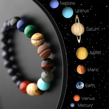Pár Nyolc Bolygó Természetes Kő Karkötő Karperec Univerzum Jóga Csakra Galaxis, Naprendszer, Karkötők, a Férfiak, Nők, Ékszerek